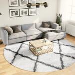 vidaXL Covor pufos modern, fir lung, crem si negru, Ø 280 cm GartenMobel Dekor (375381) Covor