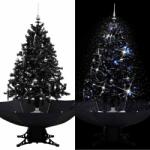vidaXL Brad de Craciun cu ninsoare si baza umbrela, negru, 140 cm, PVC GartenMobel Dekor (289932)