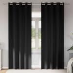 vidaXL Perdele Opaque cu Inel 2 pcs Negru 260 x 140 cm Poliester GartenMobel Dekor (4107322)