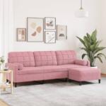 vidaXL Canapea cu 3 locuri si taburet, roz, 210 cm, catifea GartenMobel Dekor (3278280) Canapea