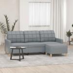 vidaXL Canapea cu 3 locuri si taburet, gri deschis, 180 cm, textil GartenMobel Dekor (3201001) Canapea