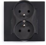 Lumenix Set: 1x Priză electrică dublă de sticlă Bianka 230V 16A + ramă de sticlă - Negru (ZEST-BIANKA-64+70)