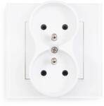 Lumenix Set: 1x Priză electrică dublă de sticlă Bianka 230V 16A + ramă de sticlă - Alb (ZEST-BIANKA-65+71)