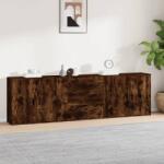 vidaXL Servanta, 3 buc. , stejar fumuriu, lemn prelucrat GartenMobel Dekor (3185404) Comoda