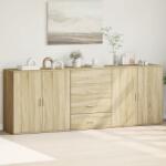 vidaXL Servante, 3 piese, stejar sonoma, lemn prelucrat GartenMobel Dekor (3276611) Comoda