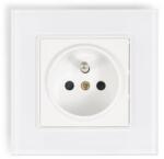 Lumenix Priză electrică din sticlă Bianka 230V 16A simplă cu împământare - Albă (GN-BIANKA-22)