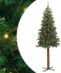 vidaXL Brad de Craciun subtire Verde 210 cm PVC si lemn de PIN masiv GartenMobel Dekor (3394877)