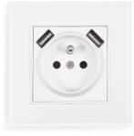 Lumenix Set: 1x Priză electrică de sticlă Bianka 230V 16A 2x USB cu împământare + ramă de sticlă - Alb (ZEST-BIANKA-63+71)