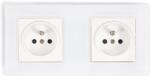 Lumenix Priza electrică sticlă Bianka 230V 16A dublă cu împământare - Albă (GN-BIANKA-26)