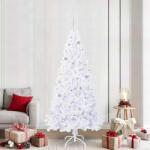 vidaXL Brad de Craciun artificial cu 300 LED Alb 210 cm PVC si Otel GartenMobel Dekor (3426781)