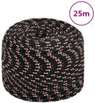 vidaXL Franghie de barca, negru, 8 mm, 25 m, polipropilena GartenMobel Dekor (152342)