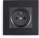 Lumenix Set: 1x Priză electrică de sticlă Bianka 230V 16A + ramă de sticlă - Negru (ZEST-BIANKA-60+70)