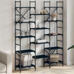 vidaXL Biblioteca, negru, 127, 5x28, 5x172, 5 cm, lemn prelucrat GartenMobel Dekor (838868) Biblioteca