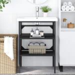 vidaXL Cadru chiuveta de baie, negru, 59x38x83 cm, fier GartenMobel Dekor (338488)