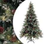 vidaXL Brad Craciun pre-iluminat conuri de pin verde/alb 195 cm PVC/PE GartenMobel Dekor (3094565)