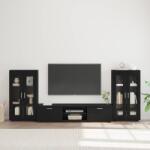 vidaXL Set comoda TV cu sertar cu usa FLORIN 3 pcs Negru Lemn compozit GartenMobel Dekor (3397935)