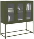 vidaXL Dulap, verde masliniu, 100, 5x39x107 cm, otel laminat la rece GartenMobel Dekor (853408) Comoda