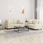 vidaXL Set de canapele cu perne, 2 piese, crem, piele ecologica GartenMobel Dekor (3201369) Canapea