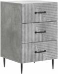 vidaXL Noptiera gri beton cu 3 sertare, 43 x 41 x 66, 5 cm, lemn prelucrat (894788)