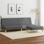 vidaXL Canapea extensibila 2 locuri/perne/taburet, gri închis, catifea GartenMobel Dekor (3216216) Canapea