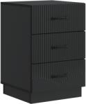 vidaXL Noptiera neagra cu 3 sertare, 43 x 41 x 63, 5 cm, lemn prelucrat (895246)