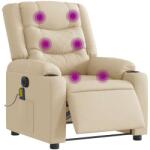 vidaXL Fotoliu electric de masaj rabatabil, crem, textil GartenMobel Dekor (3310259)
