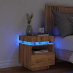 vidaXL Noptiera cu lumini LED, stejar artizanal, 40x39x48, 5 cm GartenMobel Dekor (857660)