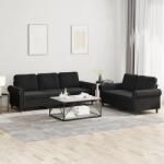 vidaXL Set de canapele cu perne, 2 piese, negru, catifea GartenMobel Dekor (3202255) Canapea