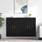 vidaXL Cabinet suspendat 2 pcs Stejar Negru 69, 5 x 34 x 90 cm GartenMobel Dekor (3415590) Comoda