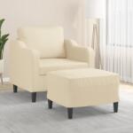 vidaXL Fotoliu canapea cu taburet, crem, 60 cm, material textil GartenMobel Dekor (3201129) Canapea