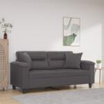 vidaXL Canapea cu 2 locuri cu pernute, gri, 140 cm, piele ecologica GartenMobel Dekor (3200990) Canapea
