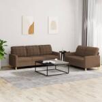 vidaXL Set de canapele cu perne, 2 piese, maro, textil GartenMobel Dekor (3201309) Canapea