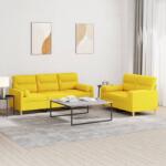 vidaXL Set de canapele cu perne, 2 piese, galben deschis, textil GartenMobel Dekor (3201621) Canapea