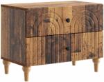 vidaXL Noptiera din lemn prelucrat, finisaj lemn vechi, 2 sertare, 62x34, 5x48 cm (894093)