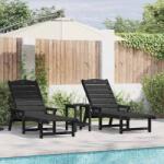 vidaXL Sezlong 2 pcs Negru 195, 5 x 53 x 98, 5 cm Polietilena GartenMobel Dekor (3335852)
