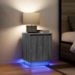 vidaXL Noptiere cu lumini LED 2 buc Gri Sonoma 38x34x50 cm GartenMobel Dekor (861276)