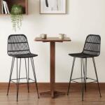 vidaXL Scaun de bar 2 pcs Negru 44 x 55 x 109 cm Rattan si otel GartenMobel Dekor (42033211)