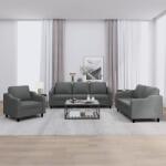 vidaXL Set de canapele cu perne, 3 piese, gri închis, textil GartenMobel Dekor (3201771) Canapea