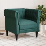 vidaXL Fotoliu Chesterfield verde închis, material textil GartenMobel Dekor (372542) Canapea