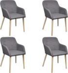 vidaXL Scaune bucatarie 4 buc, gri deschis, textil & lemn stejar masiv GartenMobel Dekor (270572)