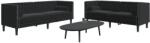 vidaXL Set canapele Chesterfield cu perne rulou 2 piese negru catifea GartenMobel Dekor (3209296) Canapea