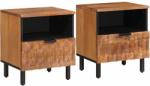 vidaXL Set 2 noptiere maro din lemn masiv de mango, 40 x 33 x 46 cm (4017907)