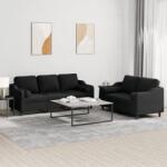 vidaXL Set de canapele cu perne, 2 piese, negru, material textil GartenMobel Dekor (3201854) Canapea