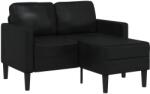 vidaXL Canapea cu 2 locuri si sezlong în forma de L, neagra, 125 cm, piele ecologica GartenMobel Dekor (4107083) Canapea