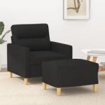 vidaXL Fotoliu canapea cu taburet, negru, 60 cm, material textil GartenMobel Dekor (3201069) Canapea