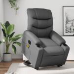 vidaXL Fotoliu masaj rabatabil electric cu ridicare, gri, piele eco GartenMobel Dekor (3206623)
