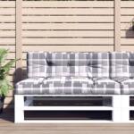 vidaXL Perne pentru paleti, 2 buc. gri, tesatura, model cu carouri GartenMobel Dekor (360747)