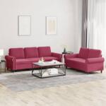 vidaXL Set canapele cu perne, 2 piese, rosu vin, catifea GartenMobel Dekor (3202254) Canapea