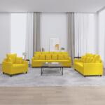 vidaXL Set de canapele cu perne, 3 piese, galben, catifea GartenMobel Dekor (3201686) Canapea