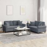 vidaXL Set canapea cu perne, 2 piese, gri închis, catifea GartenMobel Dekor (3202231) Canapea